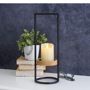 Elements Metal and Wood Candle Holder 15.5” NWT Hg105 box